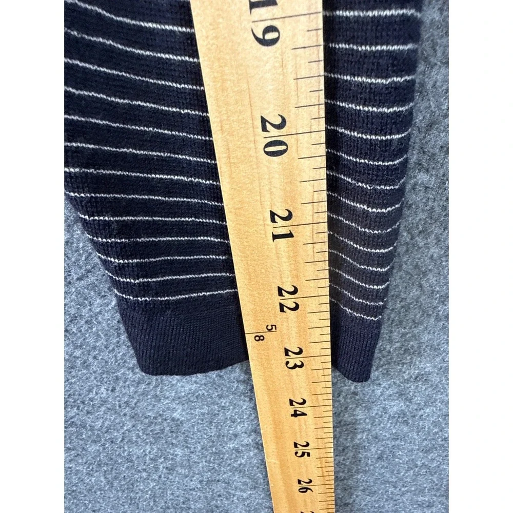Theory Ollis Striped Crewneck Sweater Men Size M Navy White Merino Knit Pullover